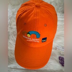 Itau Men OS Orange Baseball Cap Strap Back Adjustable Miami Open Tennis 2018